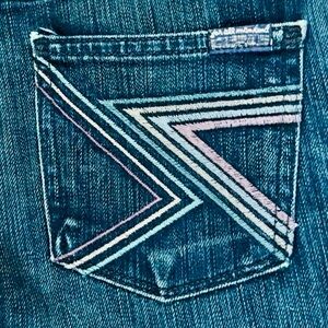 7 For All Mankind Jeans Women’s 26 X 30 Blue  Flynt Flare Low Rise Stretch Denim